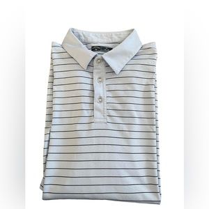 Callaway Opti•Dri  Men’s Golf Polo Shirt Sz XL Light blue Striped 100% Polyester